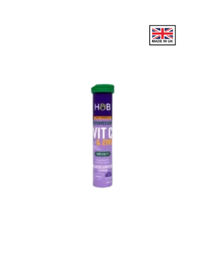 H&B High Strength Effervescent Vitamin C & Zinc Blackcurrant Flavour 20s